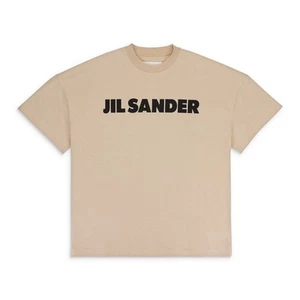 NWT JIL SANDER SS LOGO CHEST PRINT DARK SAND T-SHIRT SIZE L $490 - Picture 1 of 6
