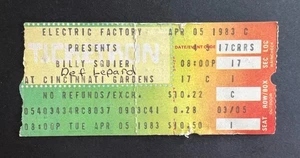 Boleto Billy Squier & Def Leppard 1983 4/5/83 Pyromania Cincinnati Gardens - Imagen 1 de 2