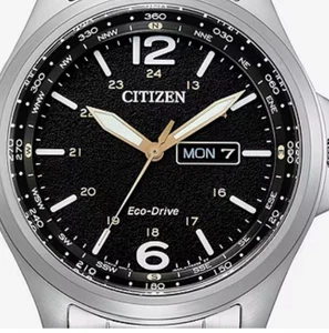 $295 Citizen 🔥Eco-Drive Black Dial Day Date Silver Steel Men's Watch AW0110-58E - Picture 1 of 18