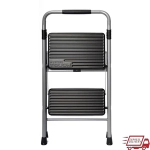 Taburete plegable de acero de 2 pasos plataforma antideslizante fácil de transportar 225 libras nuevo - Imagen 1 de 6