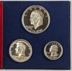 1976 S US Bicentennial Silver 3 Piece Proof Set - Picture 1 of 4