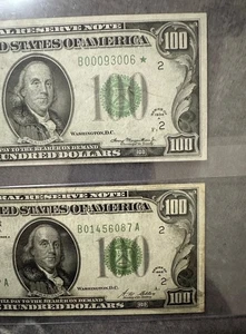 Two $100 One Hundred Dollar Bills (1 Star Note) - Picture 1 of 3
