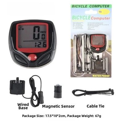 Black Waterproof Bicycle Computer with Speedometer Odometer and 15 Functions - Image 1 of 4