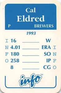 Cal Eldred 1994 INFO BASEBALL Spielkarte - Milwaukee Brewers - Bild 1 von 2