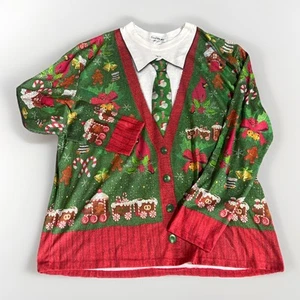 Faux Real Photo Realistic Men's T-shirt Faux Ugly Christmas Sweater Size XXL - Picture 1 of 6