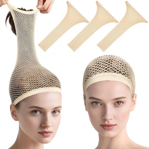 3 Piezas Gorras de Peluca Beige para Cabello Largo, Redes de Pelo de Nylon para Mujer, Gorra de Peluca de Malla para  - Imagen 1 de 7