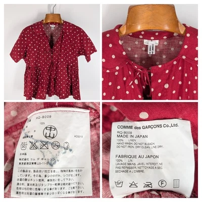 Blusa Comme des Garçons AD2015 2015 Lunares Lino Peplum S CDG Peter Pan... Foto 1 de 4