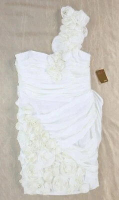 NUEVO CON ETIQUETAS $510 Vestido Ali-Ro Tallas 10 y 12 Blanco roto Elástico Cóctel Dama de honor Formal Foto 1 de 4