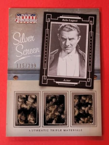 BELA LUGOSI WORN RELIC SWATCH CARD #115/299 3 PC DRACULA AMERICANA SILVER SCREEN - Bild 1 von 3