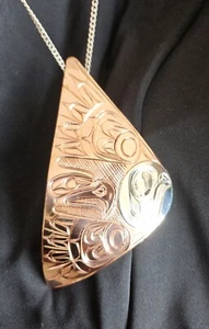Native North American Copper Silver 4 1/2" EAGLE Triangle pendant Indigenous - Bild 1 von 6