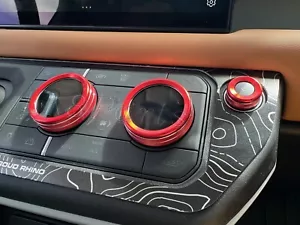 Red Land Rover Defender L663 Climate Control Knob Cover Kit 2020 on - Picture 1 of 10