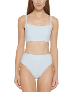 DKNY Textured Bralette Bikini Top & High-Waist Bikini Bottoms Size Large NEW - Picture 1 of 4