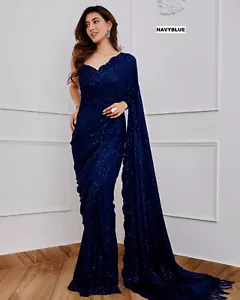 Ethnic Saree Blouse Indian & Pakistani Sari Bollywood Party Wear Wedding Style - Picture 1 of 1