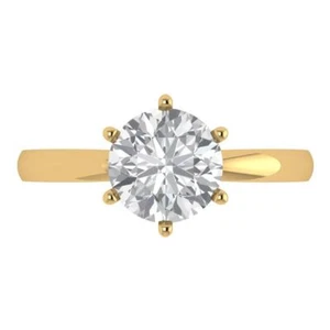2.0 ct Round CUT SOLITAIRE ENGAGEMENT Promise Statement Ring 14k Yellow gold - Picture 1 of 11