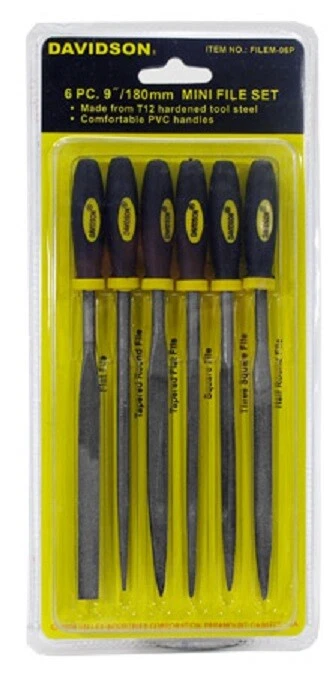 DAVIDSON 6pc T12 Hardened Steel Mini File Set Gunsmith Mechanics Jewelers - Image 1 of 1