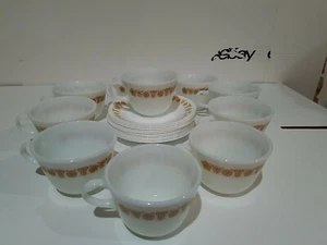 Set of 10 Corelle Butterfly Gold Coffee Cups W/ Saucers - Picture 1 of 3
