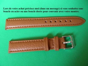 16 mm SOBRE BRACELET POUR MONTRE EN CUIR VERITABLE MAT MARRON CLAIR "TABAC" - Picture 1 of 12