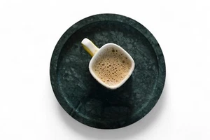 Bandeja de mármol en forma de círculo para baño, cocina para servir, mesa de comedor - Imagen 1 de 13