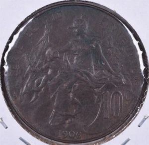 1906 France Third Republic 10 Centimes KM#843 - Picture 1 of 2