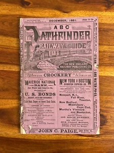 New England Pathfinder Railway Guide 1881 Train Travel Book Time Tables Schedule - Picture 1 of 13