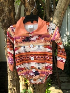 Newborn Baby Cowboy Horse Aztec Long Sleeve Shirt Romper Western - Picture 1 of 4