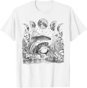 Süßes Cottagecore Aesthetic Frog Mushroom Moon Witchy Vintage T-Shirt - Bild 1 von 2