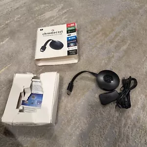 Chromecast Black TV Digital HD Media Streamer Device By Google Powers On - Picture 1 of 9