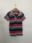 Boys Ollies Place Kids Cotton Polo Shirt Grey Red Black Striped - Size 7 Euc