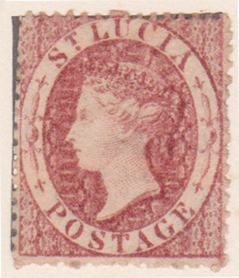 (F220-1) 1860 St Lucia 1d one penny rose QVIC stamp  MH (A) (KW68) - Изображение 1 из 1
