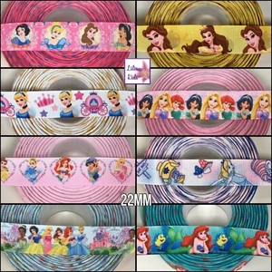 Princess Printed Ribbon Grosgrain-Hair Clips/Bows Craft Cake Dec (22mm, Meter) - Picture 1 of 21