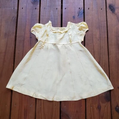 Verdadero vestido de seda amarillo vintage años 30 Nanette bebé niño niña Foto 1 de 4