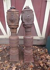 2 Antique Usa Architectural Finial Cast Iron Home Gate Fence Newel Post Column