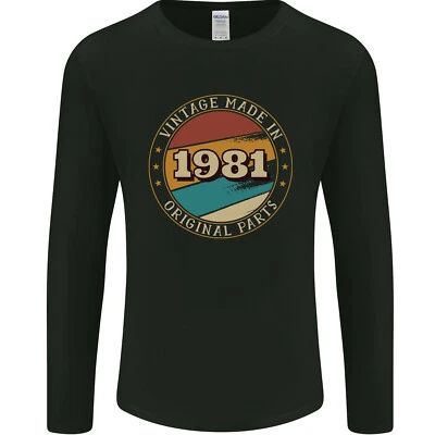 44th Birthday Vintage Made In 1981 Mens Long Sleeve T-Shirt - Image 1 of 2