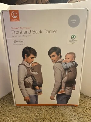 Регулируемая детская переноска Stokke MyCarrier спереди и сзади серая хлопковая - Изображение 1 из 3