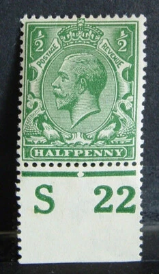 GB 1912  SG351-56 N14 scarce Control S22p fine MLH please check the scans? - Image 1 of 2
