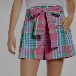 J.Crew Shorts Plaid Pink Green Blue White 100% Cotton Size 6 - Picture 1 of 11