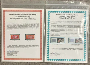 1992 High Orbit 42 Cents & 2007 Year of the Pig Error Stamp Collections - Picture 1 of 7