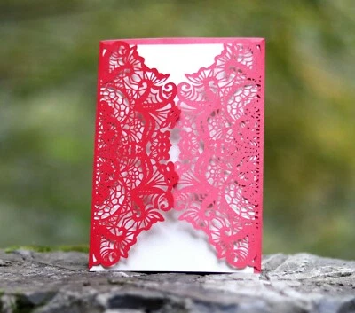 Elegante cartão de convite floral corte a laser para convite de casamento chuveiro de noiva - Imagem 1 de 4