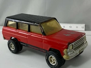 Vintage TONKA CHEROKEE CHIEF JEEP 9" inch Red & Black Pressed Steel VTG **RARE* - Picture 1 of 12