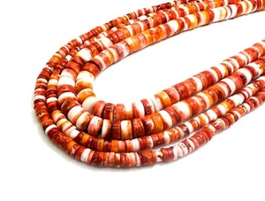 Cuentas Heishi pulidas disco rondelle ostra espinosa roja/naranja natural AAA PG221D - Imagen 1 de 4