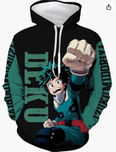 CHLOBLOM Deku Cosplay Costume Anime Hoodie 3D Print Pullover Sweatshirt - Picture 1 of 3