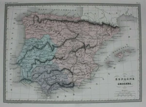 ANTIKES SPANIEN, 'ESPAGNE ANCIENNE', original antike Landkarte, Malte-Brun, Huot um 1882 - Bild 1 von 4