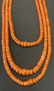Antique Mediterranean Natural Coral Beads 3 Strand Necklace Salmon 124.8g - Picture 1 of 5