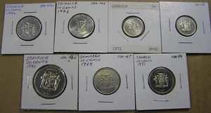 Jamaica Lot of 7 Coins 1969 to 1993 Diff Dates-Types UNC-BU, Combined Shipping - Picture 1 of 9