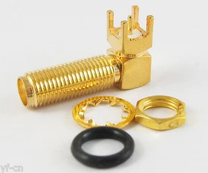50pcs Right Angle SMA Female Jack PCB Board Mount Nut Bulkhead Waterproof O-ring - Imagen 1 de 5