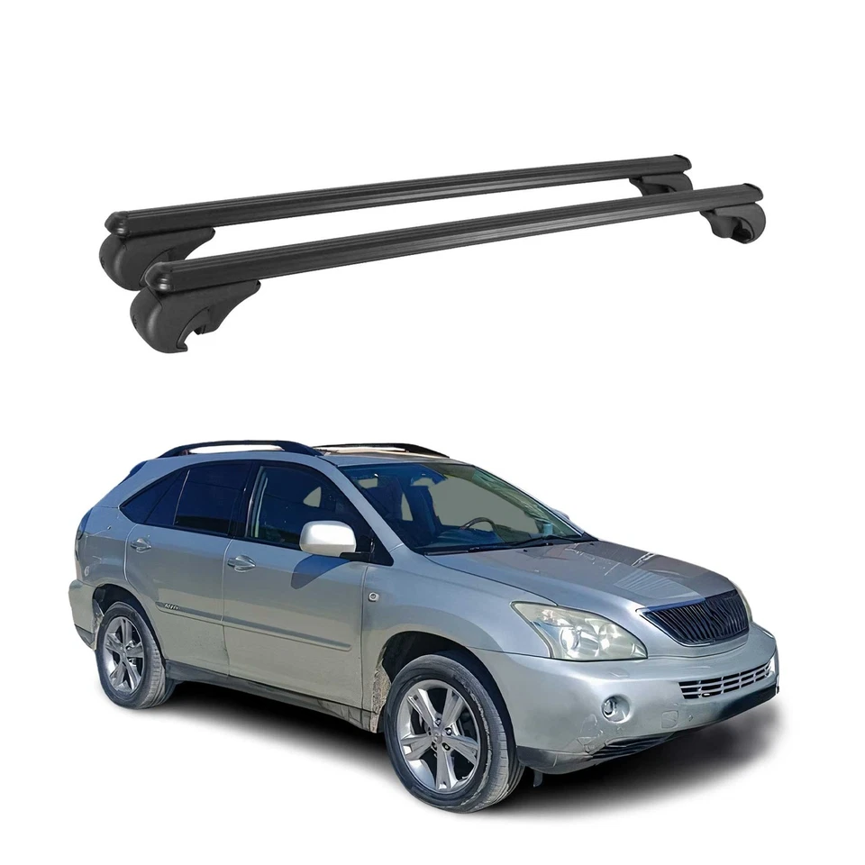 Portaequipajes barras transversales de techo bloqueables para Lexus RX 400h 2006-2008 negro Foto 1 de 4