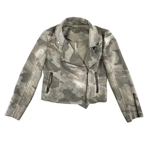 Marrakech Jacket Womens M Green Gray Camo Moto Asymmetrical Zip Pockets Casual - Picture 1 of 12