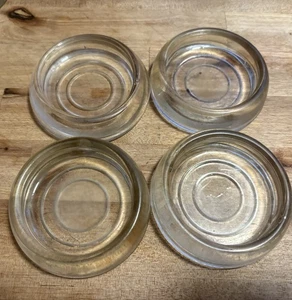 Vintage Möbelrollen Klarglas / Rollenschalen 3" 4er Set Bodenschoner - Bild 1 von 15