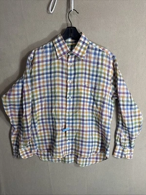 Robert Talbott 100% Linen Shirt Mens Medium Colorful Gingham Check L/S Button Up - Image 1 of 4