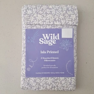 Juego de 2 fundas de almohada estampadas Wild Sage Isla, estándar/reina 100 % algodón NUEVO - Imagen 1 de 7